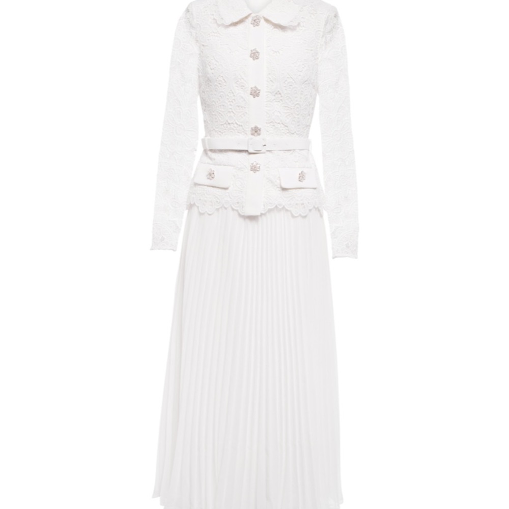 Self portrait Guipure lace-trimmed midi dress